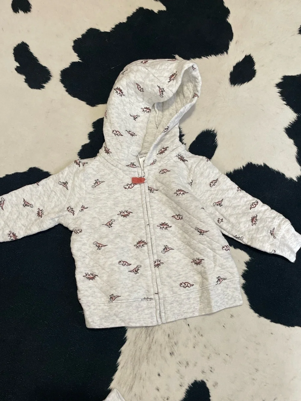 2/$12 Grey Quilted Dino Outfit